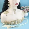 Zestawy biżuterii ślubnej Sunspicems arabska biżrena biżuterii Zestawy dla kobiet złoty kolor marokowy naszyjnik koraliki łańcuch kwadratowy kryształowy kolczyka broszka kaftan 231208