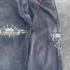 Мужские джинсы Уличная одежда JNCO Y2K Брюки Мужские Harajuku Ретро Хип-хоп Графический Мешковатые черные готические широкие брюки с высокой талией 231208