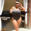 Tasarımcılar Lüks Seksi 1 Parça Mayo Kadınlar Bandage Mayo Bandage Teşhat Mayo Takım Yüksek kesim sahil kıyafetleri katı baskı Yeni Bather Bikini Moda