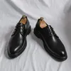 489 Robe Fashion Cuir Casual Men Classic Lace Lace Up Wear Handmade Talons épaisses Black Male Bureau de mariage Chaussures formelles 2 69