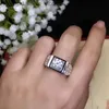 With Side Stones Sparkling Moissanite Ring for Men Jewelry Real 925 Silver 2ct Gem Birthday Gift Shiny Better than Diamond Muscular Engagement YQ231209