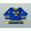 Maillot de hockey personnalisé bleu Peter Forsberg 21 de l'équipe nationale de Suède, nouveau haut cousu S-M-L-XL-XXL-3XL-4XL-5XL-6XL