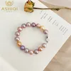 Beaded ASHIQI Big Natural Freshwater Pearl Bracelet 925 Sterling Silver Jewelry for Women Gift 231208