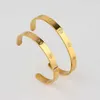 Neue schicke hochglanzpolierte Gold-Marken-Designer-Armbänder, wasserdichter Schmuck, Edelstahl, Ewigkeit, breites Band, Manschettenarmband