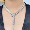 Hanger Kettingen Klassieke Mode Volledige Zirkoon Diamant Steen Brede of N Slangvormige Choker Ketting Dames Luxe Designer Vergulde Sieraden 231208