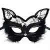 19 8CM Fox Masks Sexig Lace Cat Mask PVC Black White Women Venetian Masquerade Ball Party Mask Qerformance Fun Masks248L