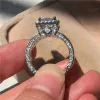 Sterling Prenses Kesme 3CT Lab Diamond Ring Mücevher Nişan Alyansları Kadınlar İçin