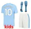 2023 2024 Man City Soccer Jerseys Enfants Kits de football Chaussettes Haaland Grealish De Bruyne Foden 23 24 Enfant Accueil Troisième Maillot de football Chemise Maillot Foot