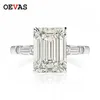 Anéis de casamento Oevas 925 Sterling Silver Emerald Cut Criado Gemstone Casamento Noivado Diamantes Anel Fine Jewelry Presentes Atacado 231208