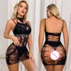 Nouvelle mode résille élasticité robe moulante érotique voir à travers évider serré Lingerie Costume dames jupe Sexy sous-vêtements sexy