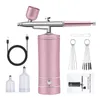 Airbrush Tattoo levererar uppladdningsbar kompressor kit Air Brush Sprayer Gun Water Oxygen Deep Hydrating Machine For Nail Art Cake Makeup 231208