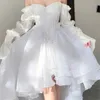 Basic Casual Dresses Spring Elegant White Off Shoulder Fairy Dress Chic Princess Puff Dress Mesh Puff Dress Wedding Party Porm DressL2310129