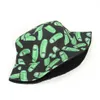 2021 New Pickle Rick Cotton New Bucket Hat Rick Rick Cap Us Anime Cotton Print Fisherman Bob Hat Hat Sun Fishing Boonie Hat Q0805218T