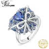 Met zijstenen JewelryPalace nieuwe collectie hartboog 5ct blauwe edelsteen gemaakt blauwe spinel 925 sterling zilveren cocktailring voor vrouw meisje YQ231209