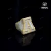 Hot Selling Vvs Hip Hop Initial Ring Iced Out Baguette Cut Moissanite Gold Plated Sier Fine Jewelry Rings