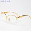 Mens Womens Rectangle Sunglasses Gold Silver Frames Glasses New Fashion Sport Puffalo Horn Grain