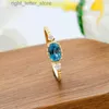 LAMOON Ringen voor Vrouwen Natuurlijke London Blue Topaz Edelsteen 925 Sterling Zilver Vergulde Ring Blauwe Kleur Fijne Sieraden RI235 YQ231209