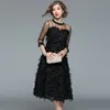 Abiti casual basic Donna Elegante abito da cocktail nero Moda formale Prom Piuma da sera in pizzo 231208