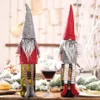 長い足の顔のない人形のクリスマス装飾家の赤ワインのボトルカバーボトルラッパートッパーハットサンタ服ホーム装飾20101y