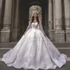 Stunningbride 2024 Luxury White Gorgeous Crystal Beading Court Train Ball Gown Wedding Dress Long Sleeved Romantic Princess Bridal Gown