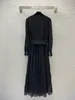 1205 XL 2023 Robe de piste Robe d'automne Col rond Manches longues Perles Marque Même style Empire Noir Robe Femme Mode weiniG23091893