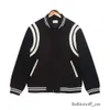 Rhude Double White Stripe Patchwork Color Contrast Jacket Män och kvinnors ulljacka Baseballjacka Fashion Button Jacket 847 879