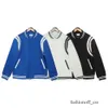 Rhude Double White Stripe Patchwork Color Contrast Jacket Men's and Women's Woolen Jacket Baseball Jacket Fashion Button Jacket 847 308