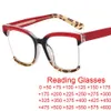 Okulary przeciwsłoneczne pół ramy kwadratowe okulary czytania kobiety mody okulary na receptę seksowne retro czerwony lampart przezroczysty antynogerdek 1S311e