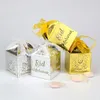 50pcs Gold Silver Ramadan Gift Box 5x5x8cm Eid Mubarak Balloon Cupcake Topper Decorations Wrap2085