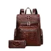 Sac à dos 100% en cuir véritable hommes sacs à dos Alligator réel naturel étudiant garçon ordinateur portable Bag277N