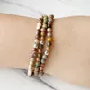 MG2024 4 MM Australian Zebra Jasper Unakite American Ocean Jasper Bracelet Set Womens Mini Gemstone Wrist Mala Jewelry