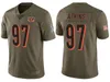 Cincinnati''Bengals''Men 9 Joe Burrow 85 Tee Higgins 18 A.J.Grünes maßgeschneidertes Damen-Jugend-Salute-to-Service-Trikot in Olivgrün