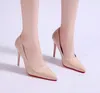 Red Bottoms women's sexy pointed high heels fashion designer dress shoes leather leak toe flat stiletto outdoor non-slip thick sole 6.5cm 8cm 10cm 35-42