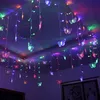 8m x 0 5m 192st LED String Fairy Curtain Light med 48st Butterfly LED Gardin Light Celebration Wedding Party Ball Decoration2178