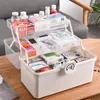 Boîte à médicaments Kit de premiers secours Portable boîte de rangement en plastique organisateur de stockage familial multifonctionnel avec poignée grande capacité 210315261n