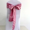 Kanatlar 50pcs/100pcs Tozlu Pembe Satin Düğün Sandalyesi Yay Sashes Ana Sayfa Doğum Günü El Parti Sandalyesi Şerit Düğüm Bağları 231208