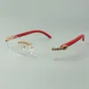 Designer bouquet diamond glasses Frames 3524012 with red wood temples and 56mm lens2754