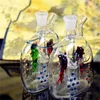 Glass Pipes Oil Burner Glass Water Pipes Oil Smoking Hookahs Colorful Dotted Flat Double Fish Smoke Bottle