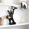 Decorative Objects Figurines Dog Ornament Big Mouth French Bulldog Butler Storage Box with Tray Animal Resin Sculpture Decor Nordic Table Decoration 231208