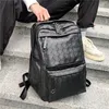 Mochila tendência pu couro lazer portátil bolsa de computador de negócios moda xadrez sacos de escola alta para homens e mulheres278r