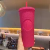24oz personliga Starbucks muggar iriserande bling regnbåge enhörning med kall kopp tumbler kaffe mugg med strawz9ne280l
