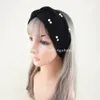 Pearl Rhinestone Knitted Headband Wide Crochet Knit Cross Elastic Hair Band Hair Accessories Winter Headwear Hairband DIY