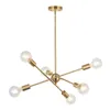 Lampadario moderno Sputnik Illuminazione 6 luci Lampadario in ottone spazzolato Illuminazione a sospensione Mid Century Plafoniera in oro per H309N