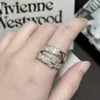 Designer Viviene Westwoods Nouveau Viviennewestwood 23 Printemps et été Empress Dowager West Double couche Ceinture Tête Bague en diamant étincelant Saturne Couple Bague Origina