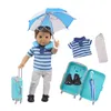 인형 4pcs = Raincoatumbrellarain bootssuitcase 18 인치 미국인 인형 43cm Reborn Baby Doll Accessories General DIY Toys 231208