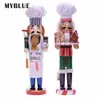 MYBLUE 35 cm Europa Vintage Chef Estatua Cascanueces Escultura Estatuilla Muñeca de Navidad Adornos Decoración de la habitación del hogar Accesorios 201249p