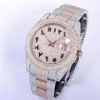 Relojes de pulsera Reloj para hombre de diamantes Reloj mecánico automático de 41 mm con acero con incrustaciones de diamantes Reloj de pulsera de moda para mujer Montr254V