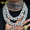 Thick Cuban Link Necklace Fashion Jewelry 20mm Wide Vvs Moissanite Cuban Chains 925 Silver Hip Hop Necklace Bracelet for Men