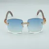 Date 3524012-10 gros diamant lunettes de soleil lunettes en bois de paon pièce carrée lunettes de mode hommes et femmesboundl186Y