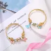 Hersteller Großhandel Edelstahl Titan Stahl Armband Gold Rosa Farbverlauf Schmetterling Anhänger Perle Damenarmband